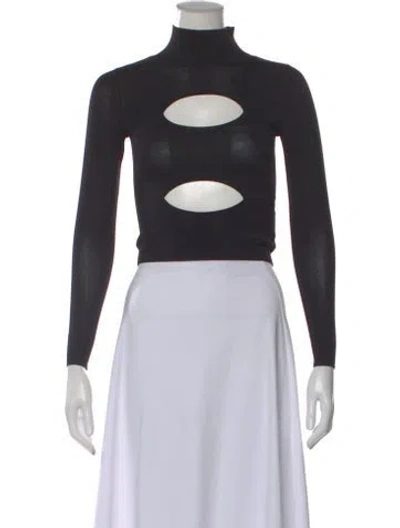 Pre-owned Miaou Mock Neck Long Sleeve Crop Top In Gray