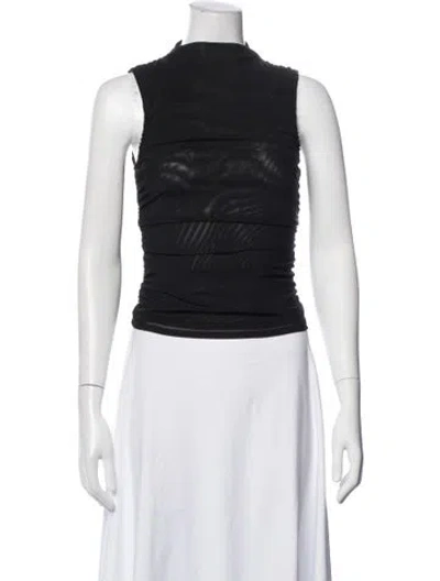 Pre-owned Miaou Mock Neck Sleeveless Crop Top In Black