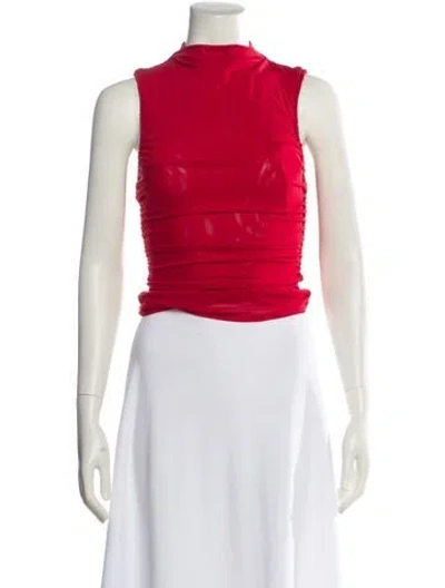 Pre-owned Miaou Mock Neck Sleeveless Crop Top W/ Tags In Red