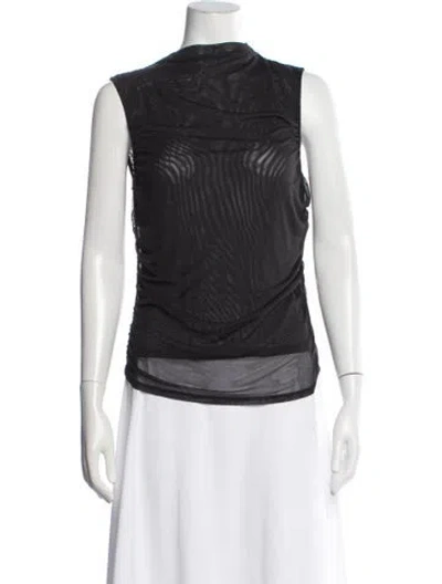 Pre-owned Miaou Mock Neck Sleeveless Top In Black