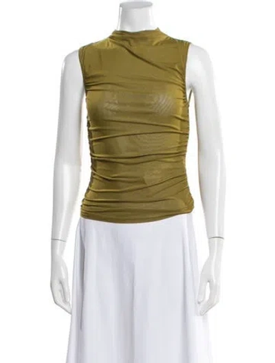 Pre-owned Miaou Mock Neck Sleeveless Top In Green