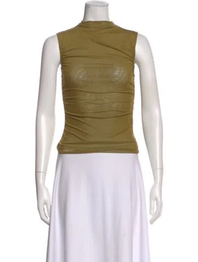 Pre-owned Miaou Mock Neck Sleeveless Top In Green