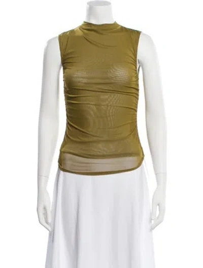 Pre-owned Miaou Mock Neck Sleeveless Top In Green