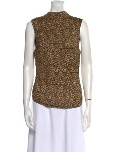 Pre-owned Miaou Mock Neck Sleeveless Top W/ Tags In Brown