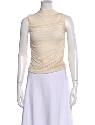 Pre-owned Miaou Mock Neck Sleeveless Top In White