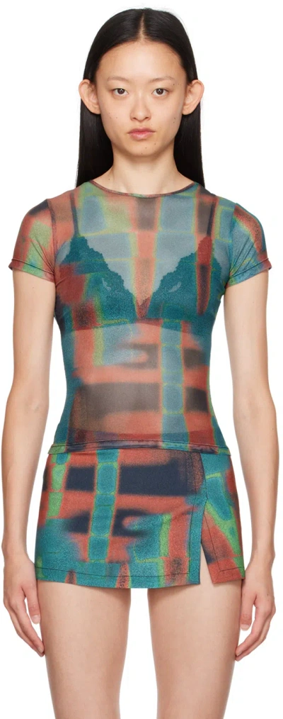Miaou Multicolor Mini T-shirt In Rust Print