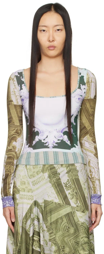 Miaou Multicolor Victoire Long Sleeve T-shirt In Emblem Print