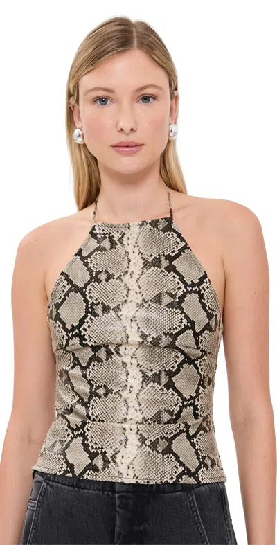 Miaou Natalia Faux Leather Top Python In Multi