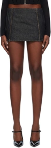 Miaou Navy Ezra Denim Miniskirt In Black