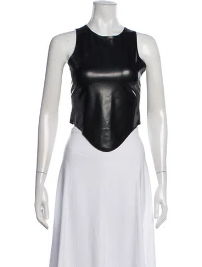 Pre-owned Miaou Nylon Crew Neck Crop Top In Black