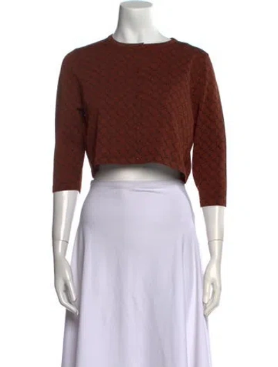 Pre-owned Miaou Nylon Crew Neck Crop Top In Brown