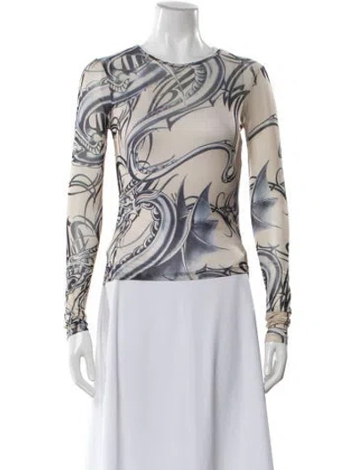 Pre-owned Miaou Nylon Graphic Print Top In Neutral