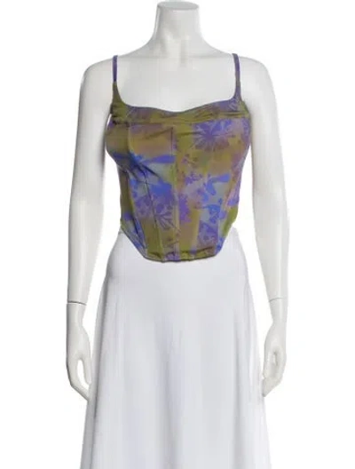 Pre-owned Miaou Nylon Printed Crop Top In White