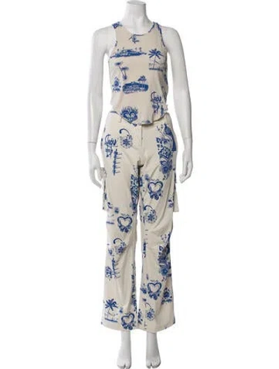 Pre-owned Miaou Nylon Printed Pant Set In Neutrals