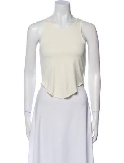 Pre-owned Miaou Nylon Scoop Neck Crop Top In Neutral