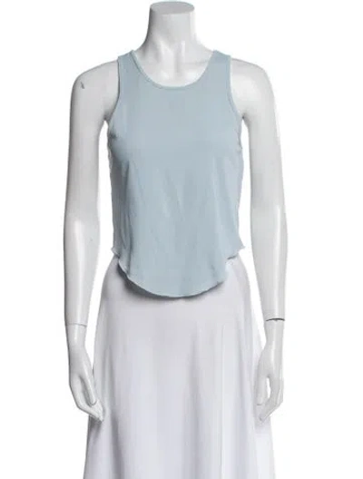 Pre-owned Miaou Nylon Scoop Neck Top In Blue