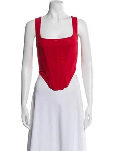 Pre-owned Miaou Nylon Square Neckline Top In Red