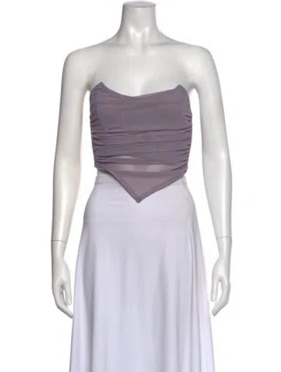 Pre-owned Miaou Nylon Strapless Crop Top In Black