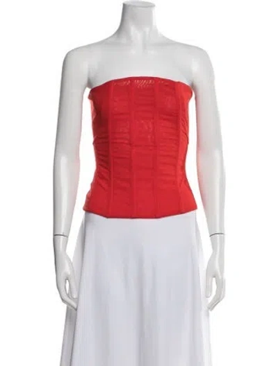 Pre-owned Miaou Nylon Strapless Crop Top In Red
