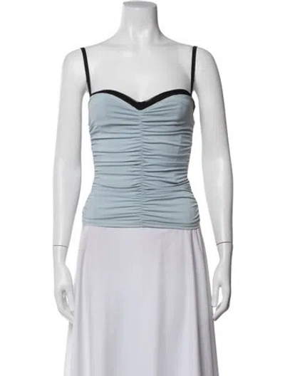 Pre-owned Miaou Nylon V-neck Top In Blue