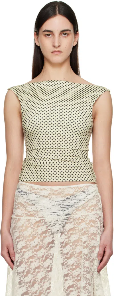 Miaou Off-white & Black Lani Top In Butter Navy Polka Do