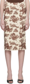 Miaou Off-white & Brown Moni Midi Skirt In Brown Toile