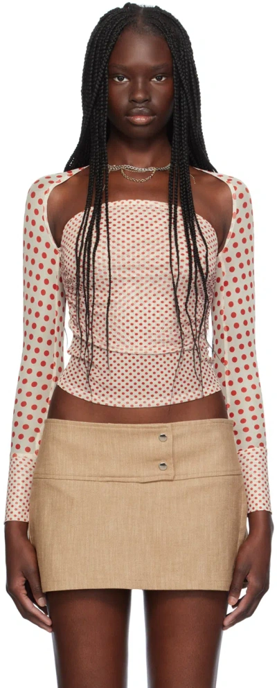 Miaou Off-white Iris Long Sleeve T-shirt In White Polka Dot
