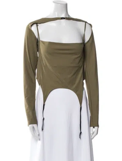 Pre-owned Miaou Off-the-shoulder Long Sleeve Bodysuit In Green