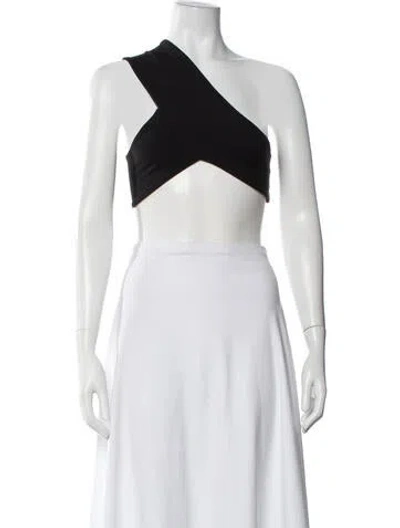 Pre-owned Miaou One-shoulder Sleeveless Crop Top In Black