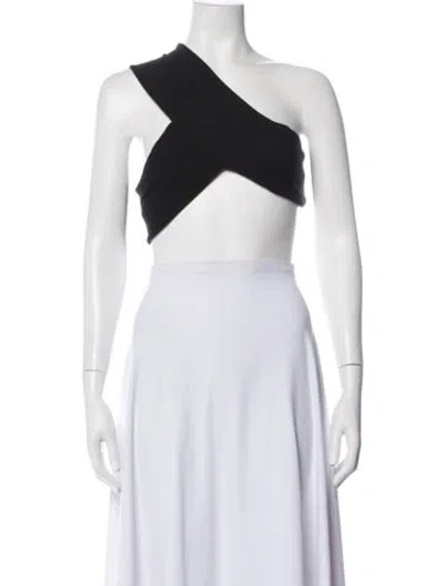 Pre-owned Miaou One-shoulder Sleeveless Crop Top W/ Tags In Black