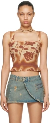 Miaou Orange Imogene Tank Top In Stenciled Rose