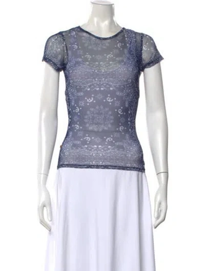 Pre-owned Miaou Paisley Print Crew Neck Top W/ Tags In Gray