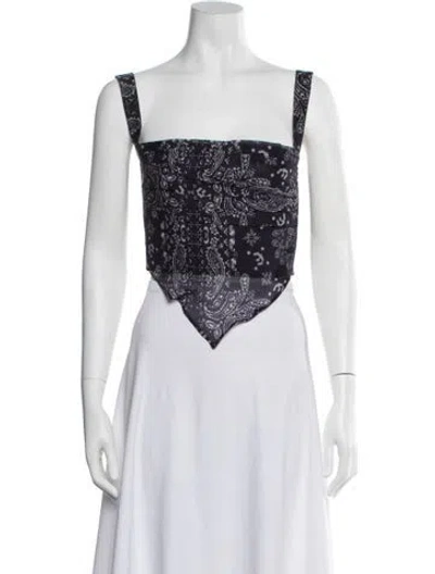 Pre-owned Miaou Paisley Print Square Neckline Crop Top W/ Tags In Black