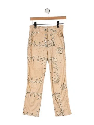 Pre-owned Miaou Paisley Print Straight Leg Pants In Yellow