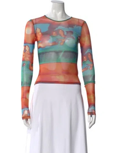 Pre-owned Miaou Patterned Crew Neck Top In Orange