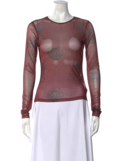 Pre-owned Miaou Patterned Crew Neck Top In Pink