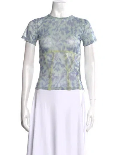 Pre-owned Miaou Patterned Crew Neck Top W/ Tags In Blue