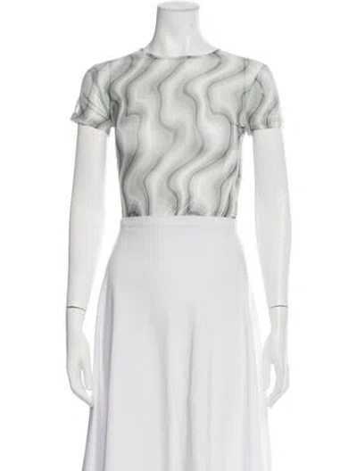 Pre-owned Miaou Patterned Crew Neck Top W/ Tags In Green