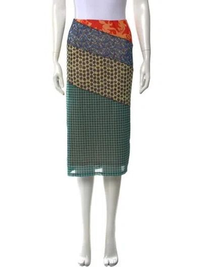 Pre-owned Miaou Patterned Midi Length Skirt In Green