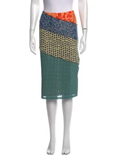 Pre-owned Miaou Patterned Midi Length Skirt In Green
