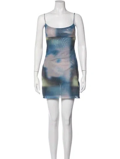 Pre-owned Miaou Patterned Mini Dress In Blue