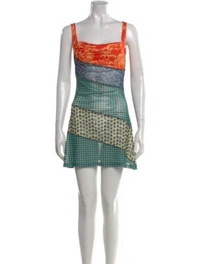 Pre-owned Miaou Patterned Mini Dress In Multi