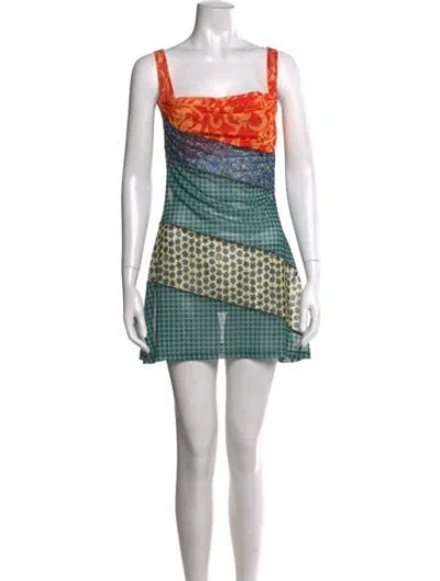 Pre-owned Miaou Patterned Mini Dress In Multi