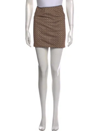 Pre-owned Miaou Patterned Mini Skirt In Brown
