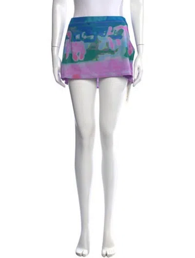 Pre-owned Miaou Patterned Mini Skirt In Green
