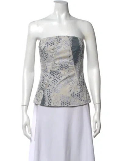 Pre-owned Miaou Patterned Strapless Top In Blue/neutrals