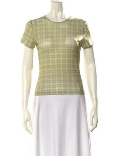 Pre-owned Miaou Plaid Print Crew Neck T-shirt In Green