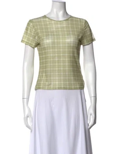 Pre-owned Miaou Plaid Print Crew Neck T-shirt In Green