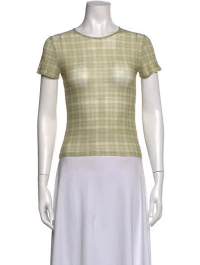 Pre-owned Miaou Plaid Print Crew Neck T-shirt In Green