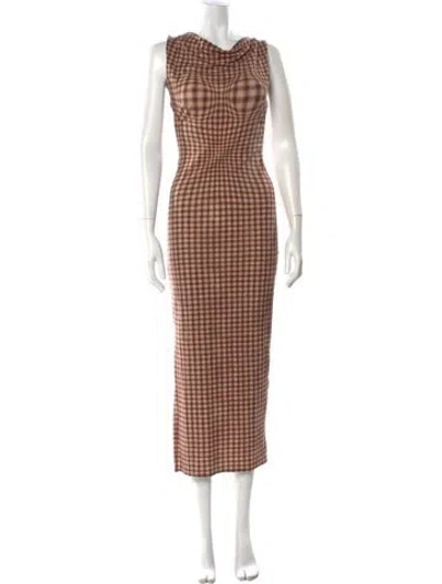 Pre-owned Miaou Plaid Print Long Dress In Multi